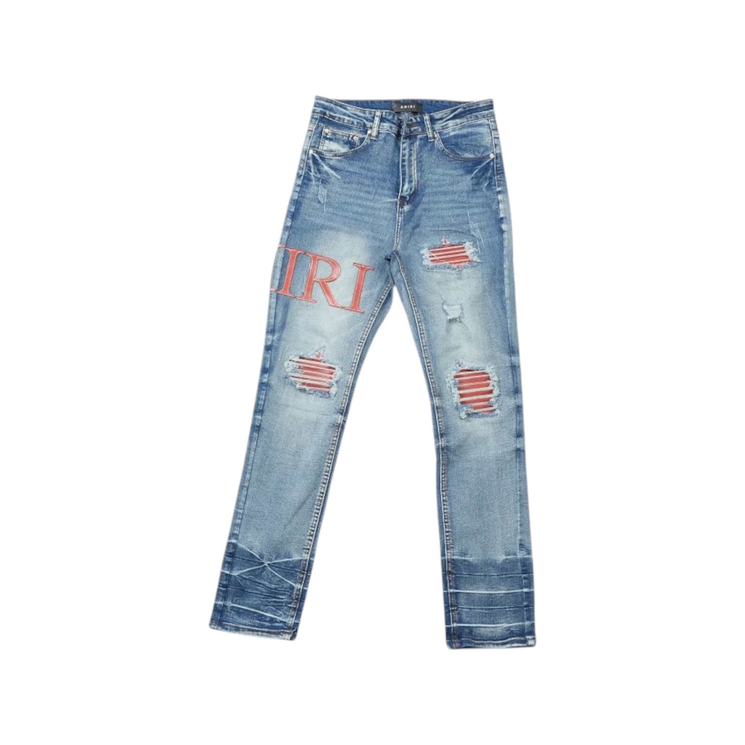 “Core Logo MX1” Jeans (Light Blue/Red) — Amiri