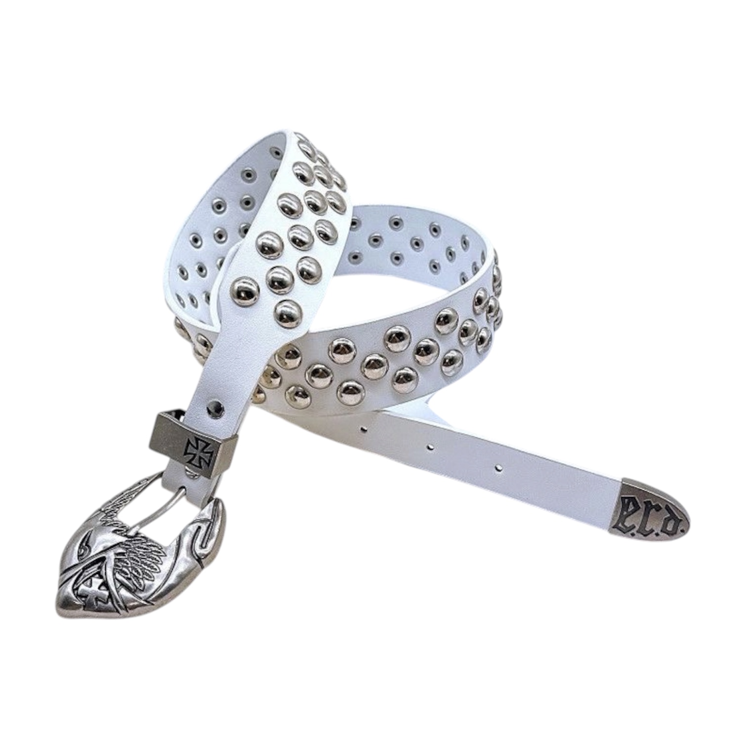 “Eagle Buckle Studded” Belt (White) — Enfants Riches Déprimés