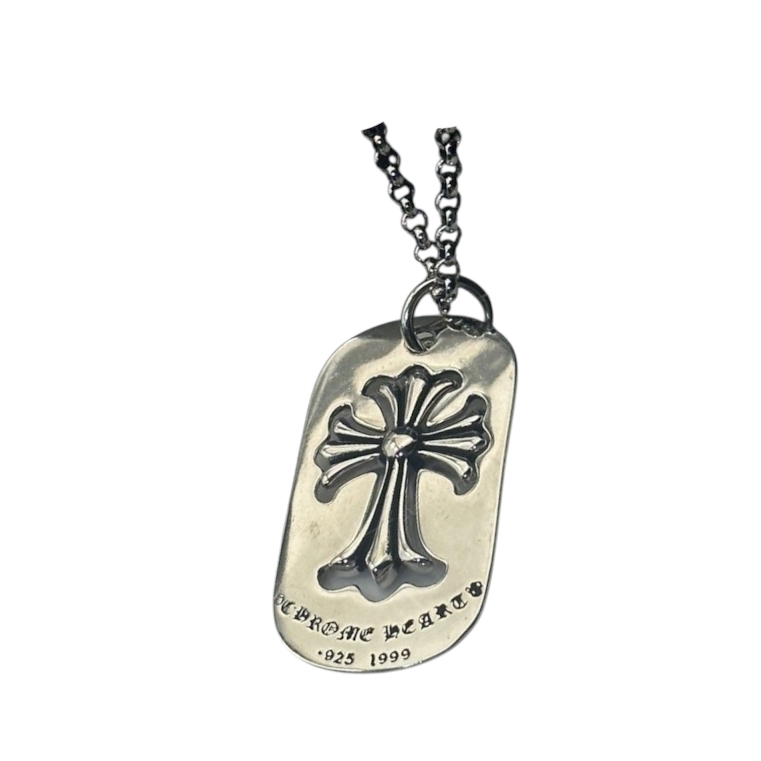 “Raised Plus Cross Dog Tag” Necklace — Chrome Hearts