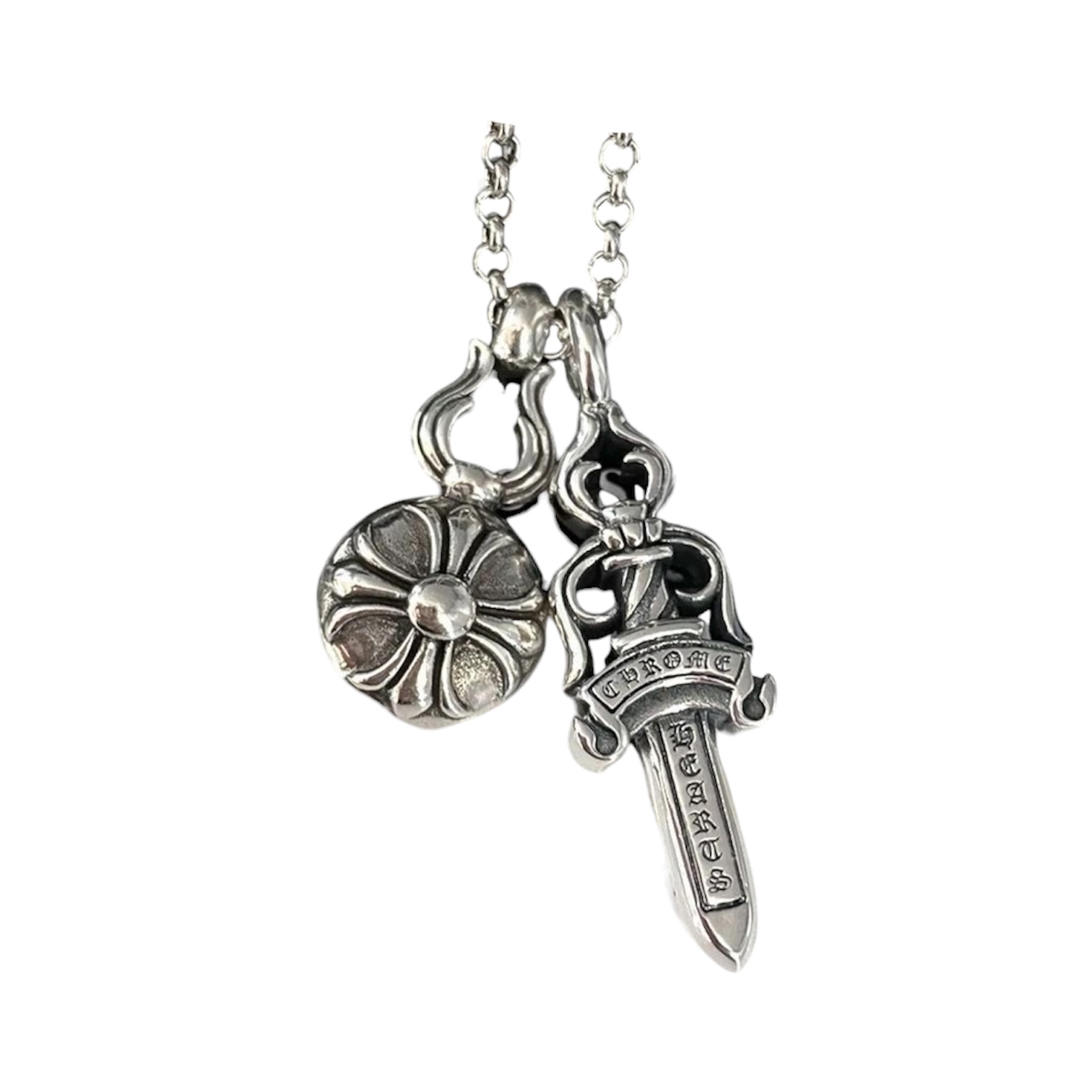 “Dagger & Cross Ball” Necklace — Chrome Hearts