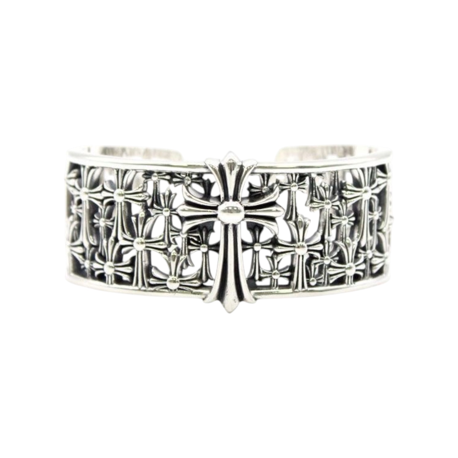 “Cemetery Cross Cuff Bangle” Bracelet — Chrome Hearts